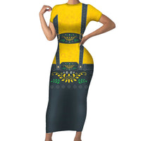 Lederhosen Oktoberfest Short Sleeve Bodycon Dress Bavarian Beer Time - Wonder Print Shop