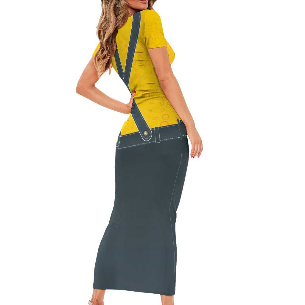 Lederhosen Oktoberfest Short Sleeve Bodycon Dress Bavarian Beer Time - Wonder Print Shop