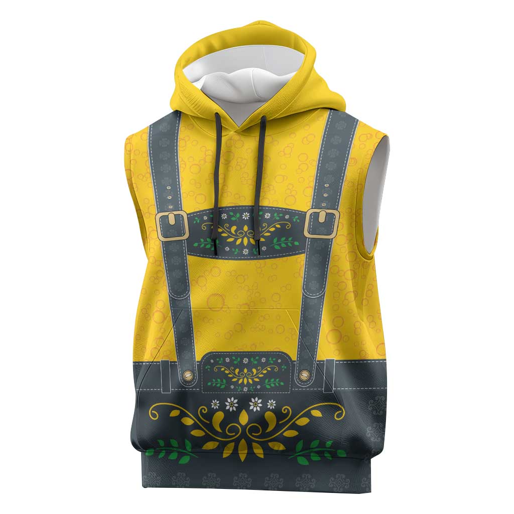 Lederhosen Oktoberfest Sleeveless Hoodie Bavarian Beer Time - Wonder Print Shop