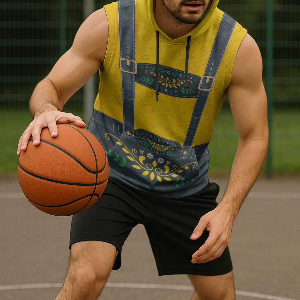 Lederhosen Oktoberfest Sleeveless Hoodie Bavarian Beer Time - Wonder Print Shop