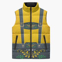 Lederhosen Oktoberfest Sleeveless Puffer Jacket Bavarian Beer Time - Wonder Print Shop