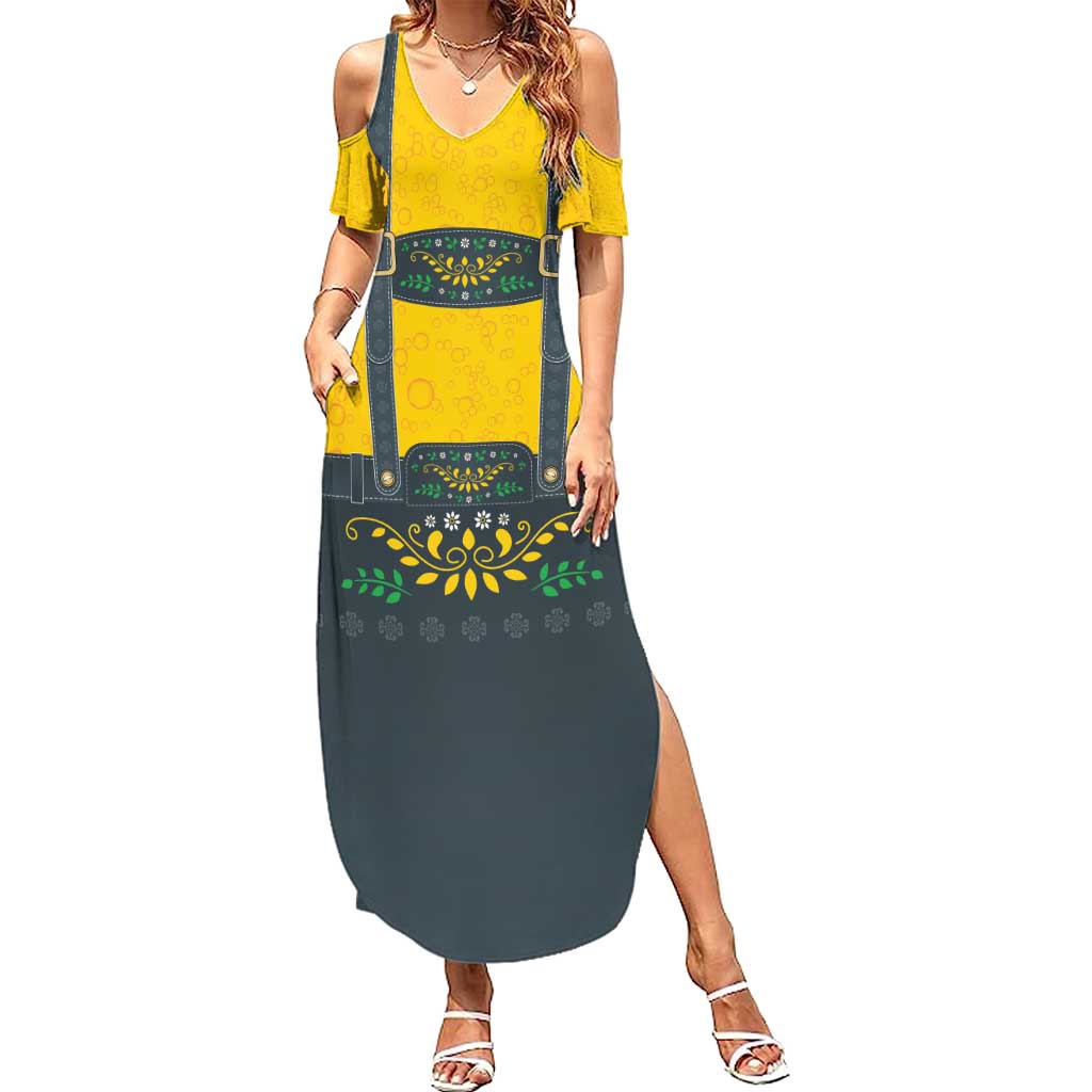 Lederhosen Oktoberfest Summer Maxi Dress Bavarian Beer Time - Wonder Print Shop