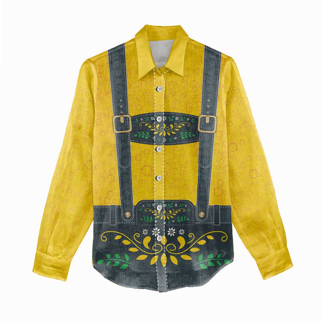 Lederhosen Oktoberfest Women Casual Shirt Bavarian Beer Time - Wonder Print Shop