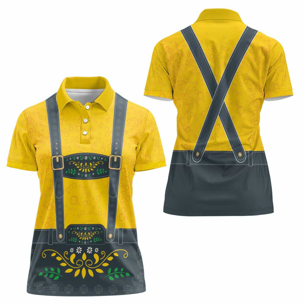 Lederhosen Oktoberfest Women Polo Shirt Bavarian Beer Time - Wonder Print Shop