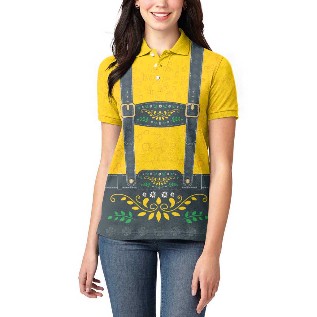 Lederhosen Oktoberfest Women Polo Shirt Bavarian Beer Time - Wonder Print Shop