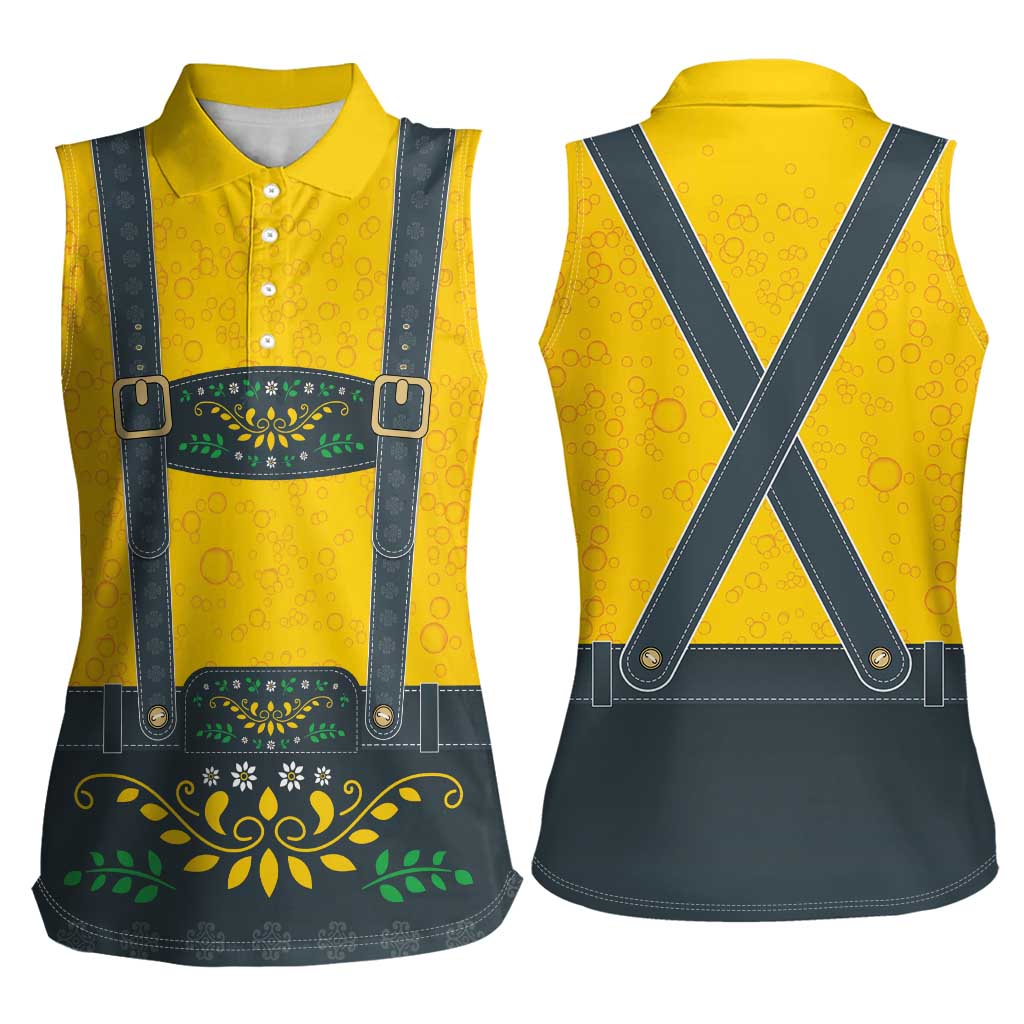 Lederhosen Oktoberfest Women Sleeveless Polo Shirt Bavarian Beer Time - Wonder Print Shop