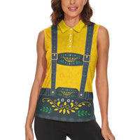 Lederhosen Oktoberfest Women Sleeveless Polo Shirt Bavarian Beer Time - Wonder Print Shop