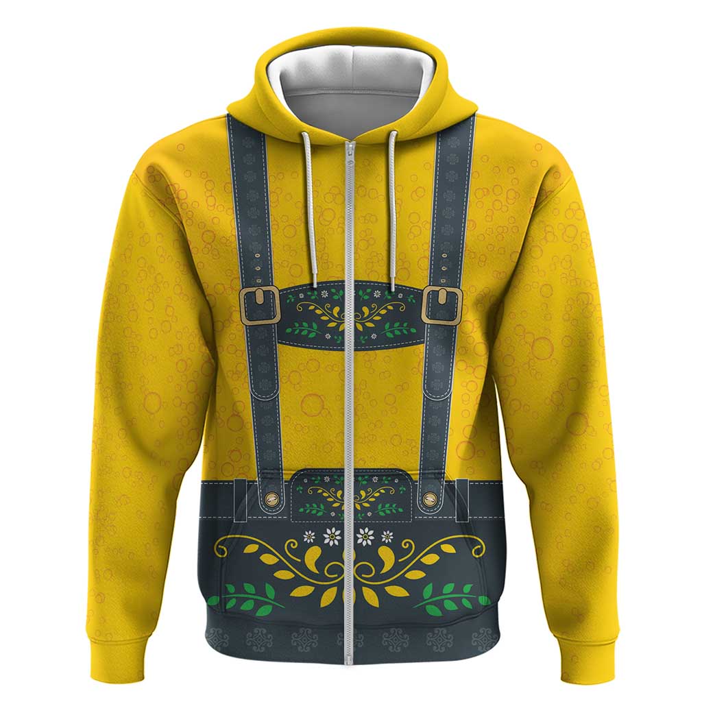 Lederhosen Oktoberfest Zip Hoodie Bavarian Beer Time - Wonder Print Shop