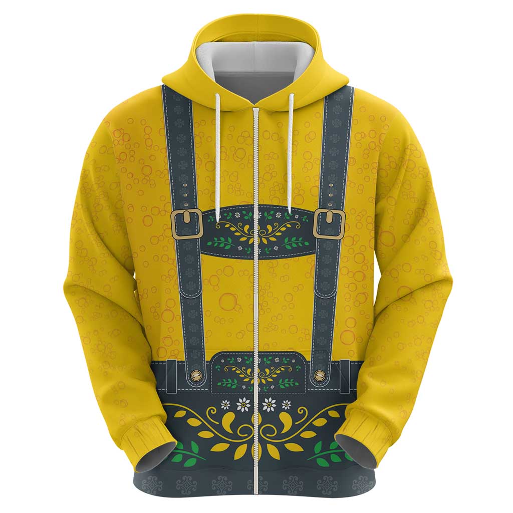 Lederhosen Oktoberfest Zip Hoodie Bavarian Beer Time - Wonder Print Shop
