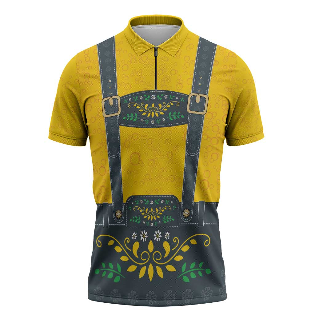 Lederhosen Oktoberfest Zipper Polo Shirt Bavarian Beer Time - Wonder Print Shop