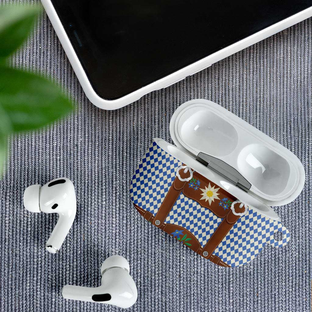 Lederhosen Oktoberfest AirPods Case Blue Edelweiss Floral Polka Dots - Wonder Print Shop