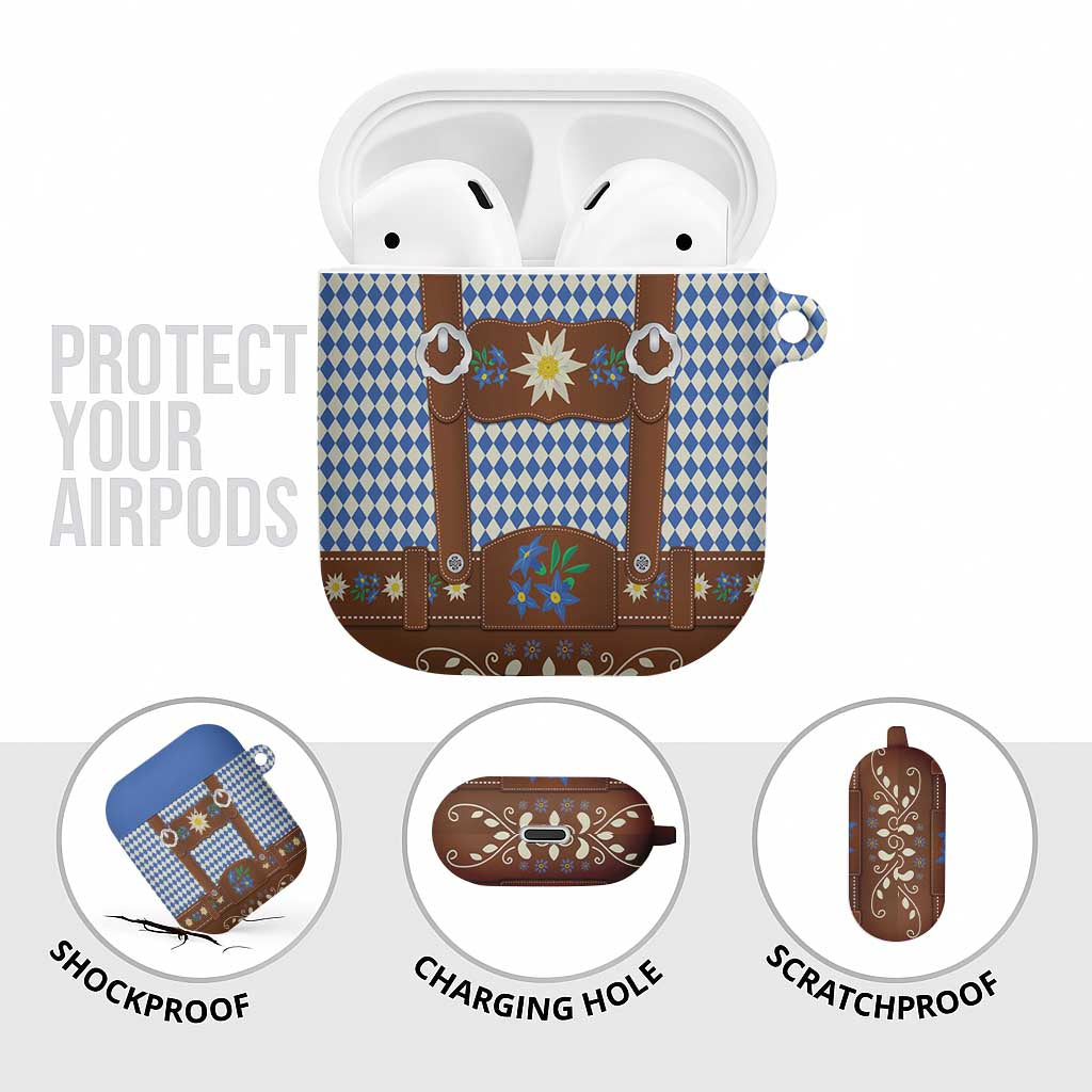 Lederhosen Oktoberfest AirPods Case Blue Edelweiss Floral Polka Dots - Wonder Print Shop