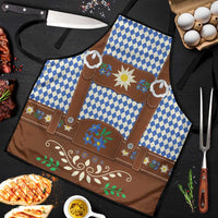 Lederhosen Oktoberfest Apron Blue Edelweiss Floral Polka Dots - Wonder Print Shop