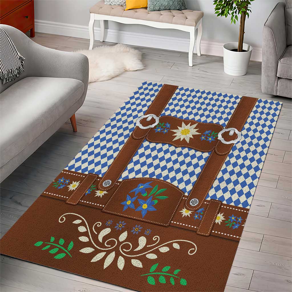 Lederhosen Oktoberfest Area Rug Blue Edelweiss Floral Polka Dots - Wonder Print Shop