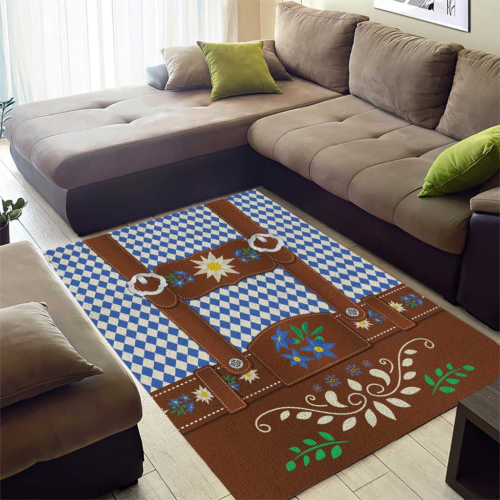 Lederhosen Oktoberfest Area Rug Blue Edelweiss Floral Polka Dots - Wonder Print Shop