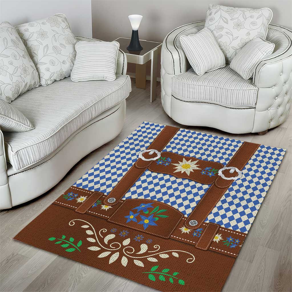 Lederhosen Oktoberfest Area Rug Blue Edelweiss Floral Polka Dots - Wonder Print Shop