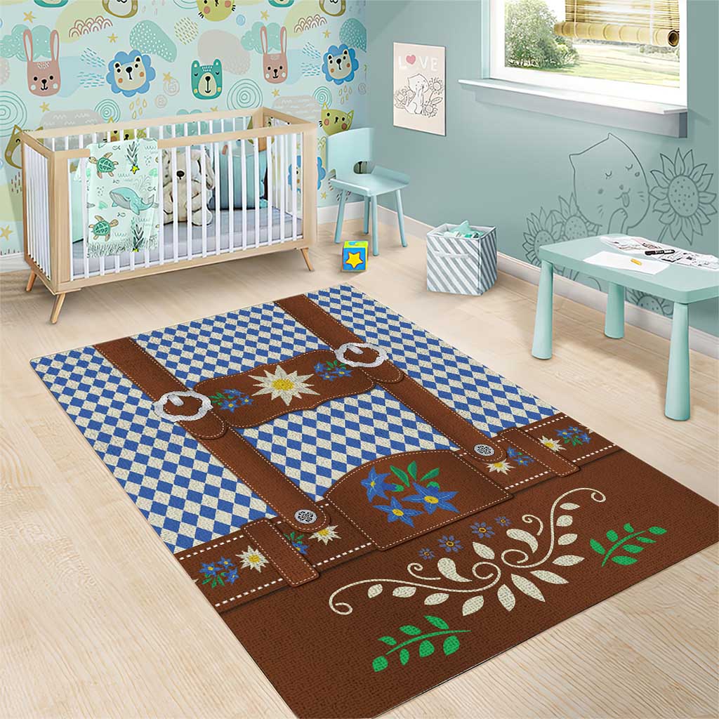 Lederhosen Oktoberfest Area Rug Blue Edelweiss Floral Polka Dots - Wonder Print Shop