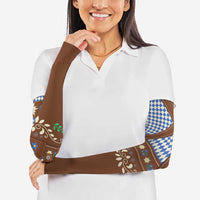 Lederhosen Oktoberfest Arm Sleeves Blue Edelweiss Floral Polka Dots - Wonder Print Shop
