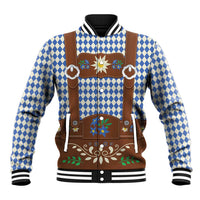 Lederhosen Oktoberfest Baseball Jacket Blue Edelweiss Floral Polka Dots - Wonder Print Shop