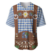 Lederhosen Oktoberfest Baseball Jersey Blue Edelweiss Floral Polka Dots - Wonder Print Shop