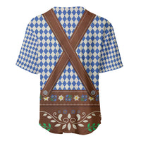 Lederhosen Oktoberfest Baseball Jersey Blue Edelweiss Floral Polka Dots - Wonder Print Shop