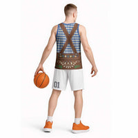 Lederhosen Oktoberfest Basketball Jersey Blue Edelweiss Floral Polka Dots - Wonder Print Shop