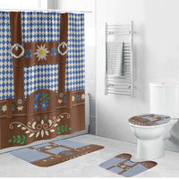 Lederhosen Oktoberfest Bathroom Set Blue Edelweiss Floral Polka Dots - Wonder Print Shop