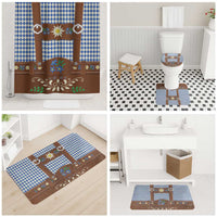 Lederhosen Oktoberfest Bathroom Set Blue Edelweiss Floral Polka Dots - Wonder Print Shop