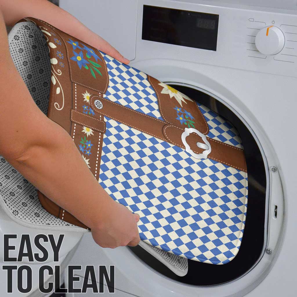 Lederhosen Oktoberfest Bathroom Set Blue Edelweiss Floral Polka Dots - Wonder Print Shop