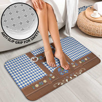 Lederhosen Oktoberfest Bathroom Set Blue Edelweiss Floral Polka Dots - Wonder Print Shop