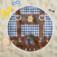 Lederhosen Oktoberfest Beach Blanket Blue Edelweiss Floral Polka Dots - Wonder Print Shop