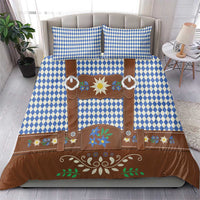 Lederhosen Oktoberfest Bedding Set Blue Edelweiss Floral Polka Dots - Wonder Print Shop