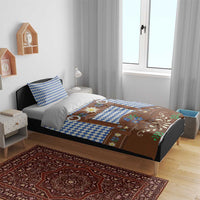 Lederhosen Oktoberfest Bedding Set Blue Edelweiss Floral Polka Dots - Wonder Print Shop