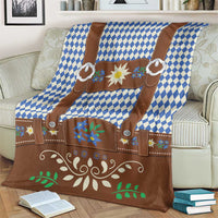 Lederhosen Oktoberfest Blanket Blue Edelweiss Floral Polka Dots - Wonder Print Shop