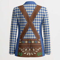 Lederhosen Oktoberfest Blazer Blue Edelweiss Floral Polka Dots - Wonder Print Shop