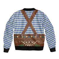 Lederhosen Oktoberfest Bomber Jacket Blue Edelweiss Floral Polka Dots - Wonder Print Shop