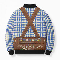 Lederhosen Oktoberfest Bomber Puffer Jacket Blue Edelweiss Floral Polka Dots - Wonder Print Shop