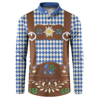 Lederhosen Oktoberfest Button Sweatshirt Blue Edelweiss Floral Polka Dots - Wonder Print Shop