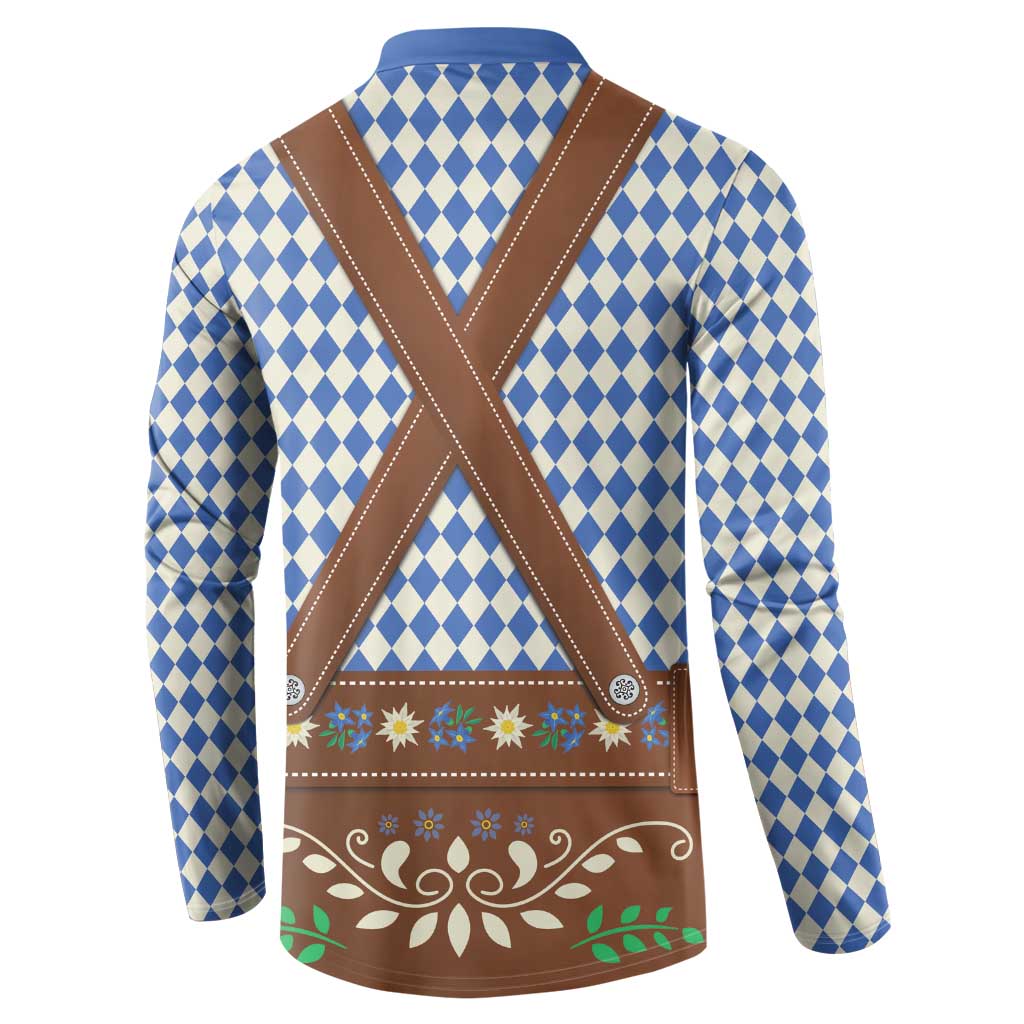 Lederhosen Oktoberfest Button Sweatshirt Blue Edelweiss Floral Polka Dots - Wonder Print Shop