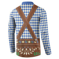Lederhosen Oktoberfest Button Sweatshirt Blue Edelweiss Floral Polka Dots - Wonder Print Shop