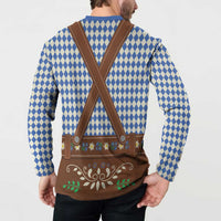 Lederhosen Oktoberfest Button Sweatshirt Blue Edelweiss Floral Polka Dots - Wonder Print Shop