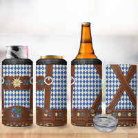 Lederhosen Oktoberfest 4 in 1 Can Cooler Tumbler Blue Edelweiss Floral Polka Dots - Wonder Print Shop