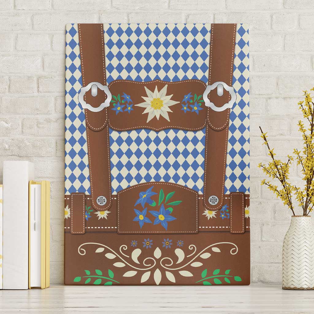 Lederhosen Oktoberfest Canvas Wall Art Blue Edelweiss Floral Polka Dots - Wonder Print Shop