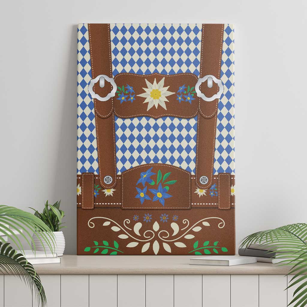 Lederhosen Oktoberfest Canvas Wall Art Blue Edelweiss Floral Polka Dots - Wonder Print Shop