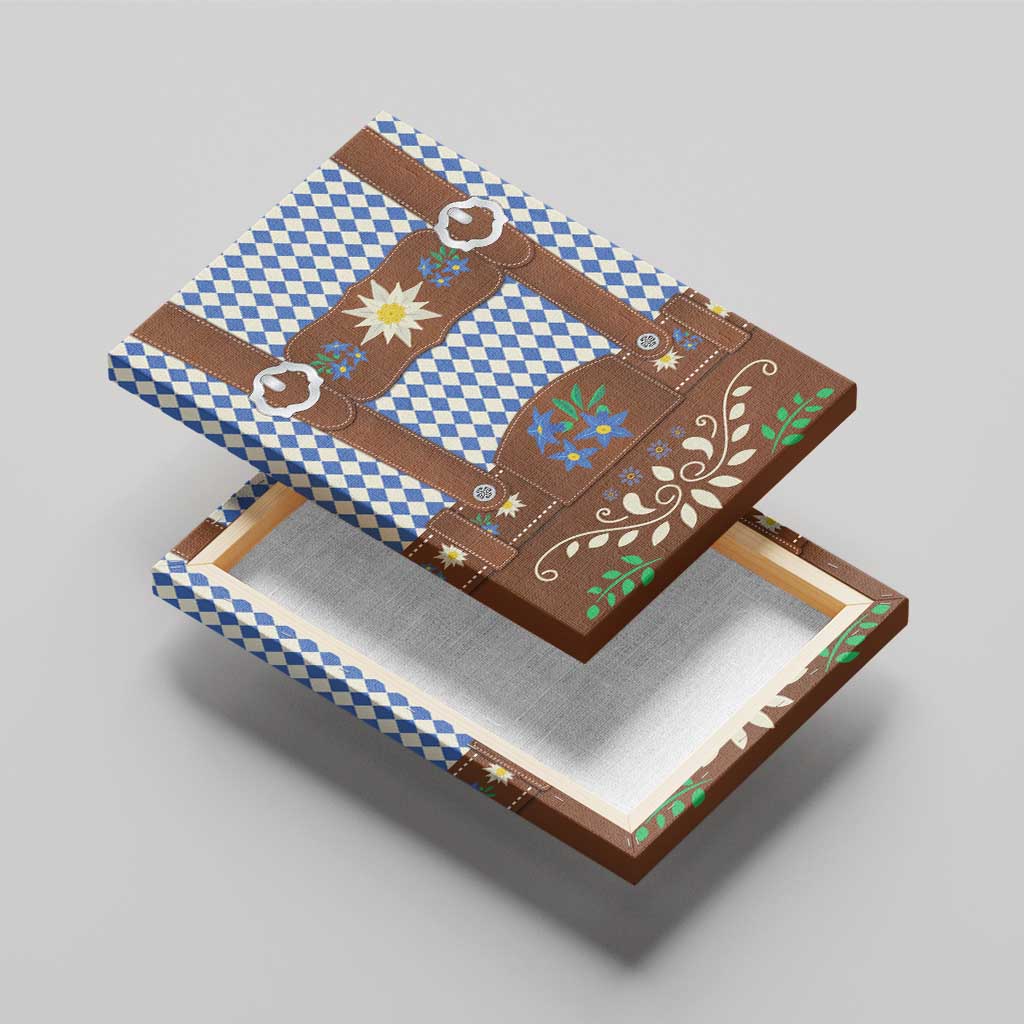 Lederhosen Oktoberfest Canvas Wall Art Blue Edelweiss Floral Polka Dots - Wonder Print Shop