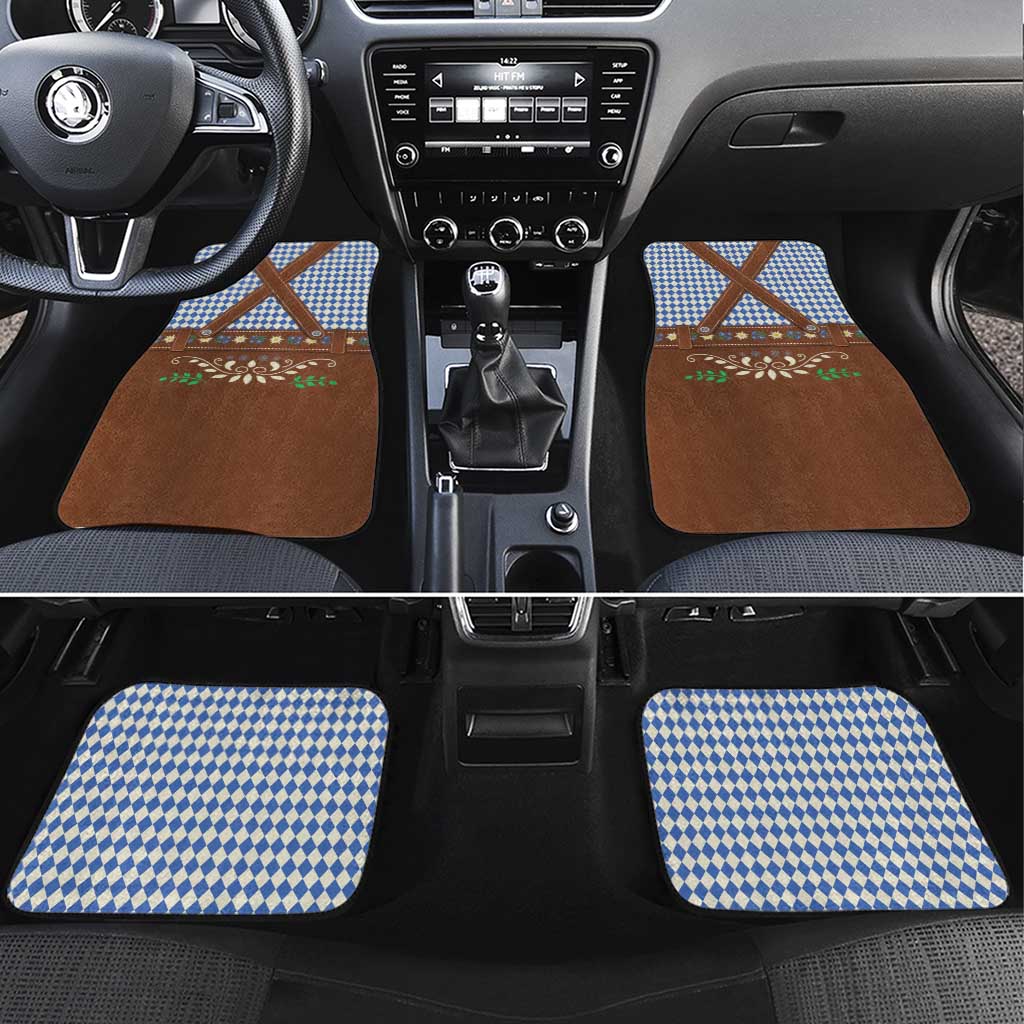Lederhosen Oktoberfest Car Mats Blue Edelweiss Floral Polka Dots - Wonder Print Shop