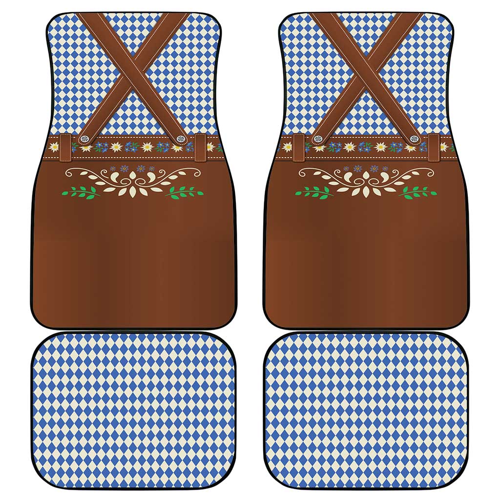 Lederhosen Oktoberfest Car Mats Blue Edelweiss Floral Polka Dots - Wonder Print Shop