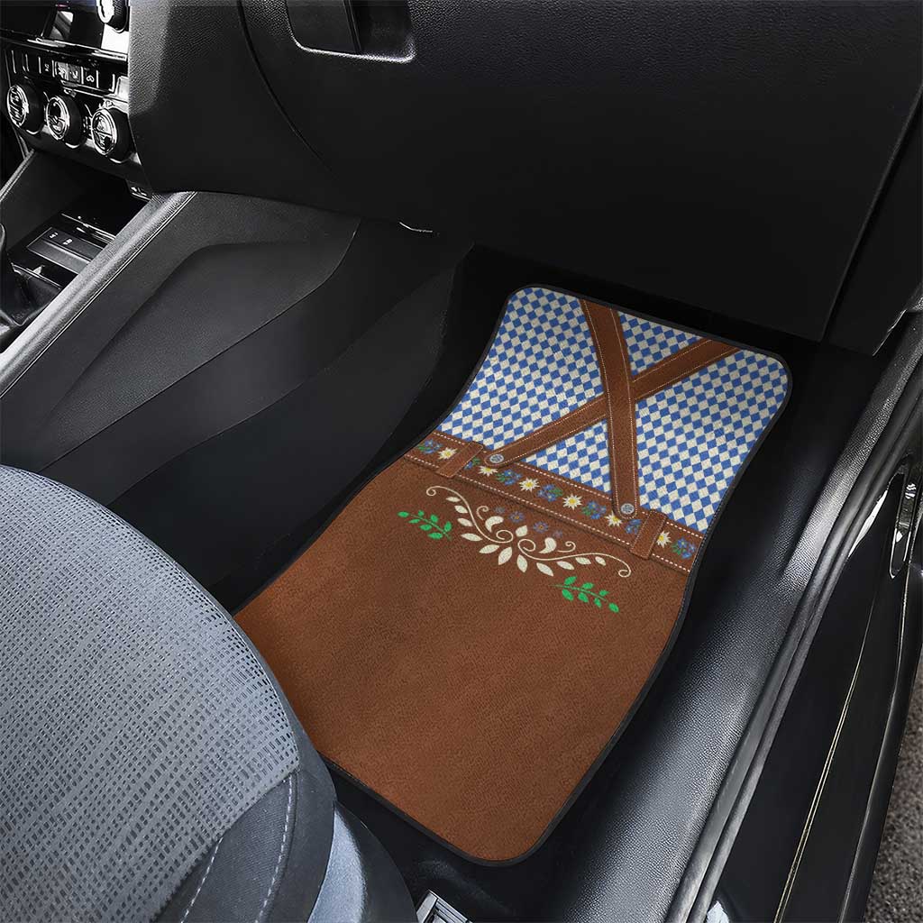 Lederhosen Oktoberfest Car Mats Blue Edelweiss Floral Polka Dots - Wonder Print Shop