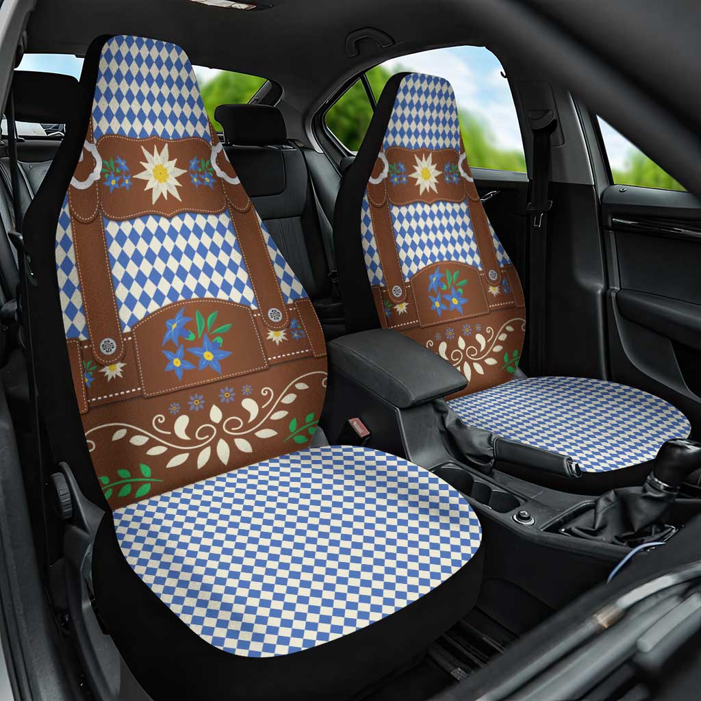 Lederhosen Oktoberfest Car Seat Cover Blue Edelweiss Floral Polka Dots - Wonder Print Shop