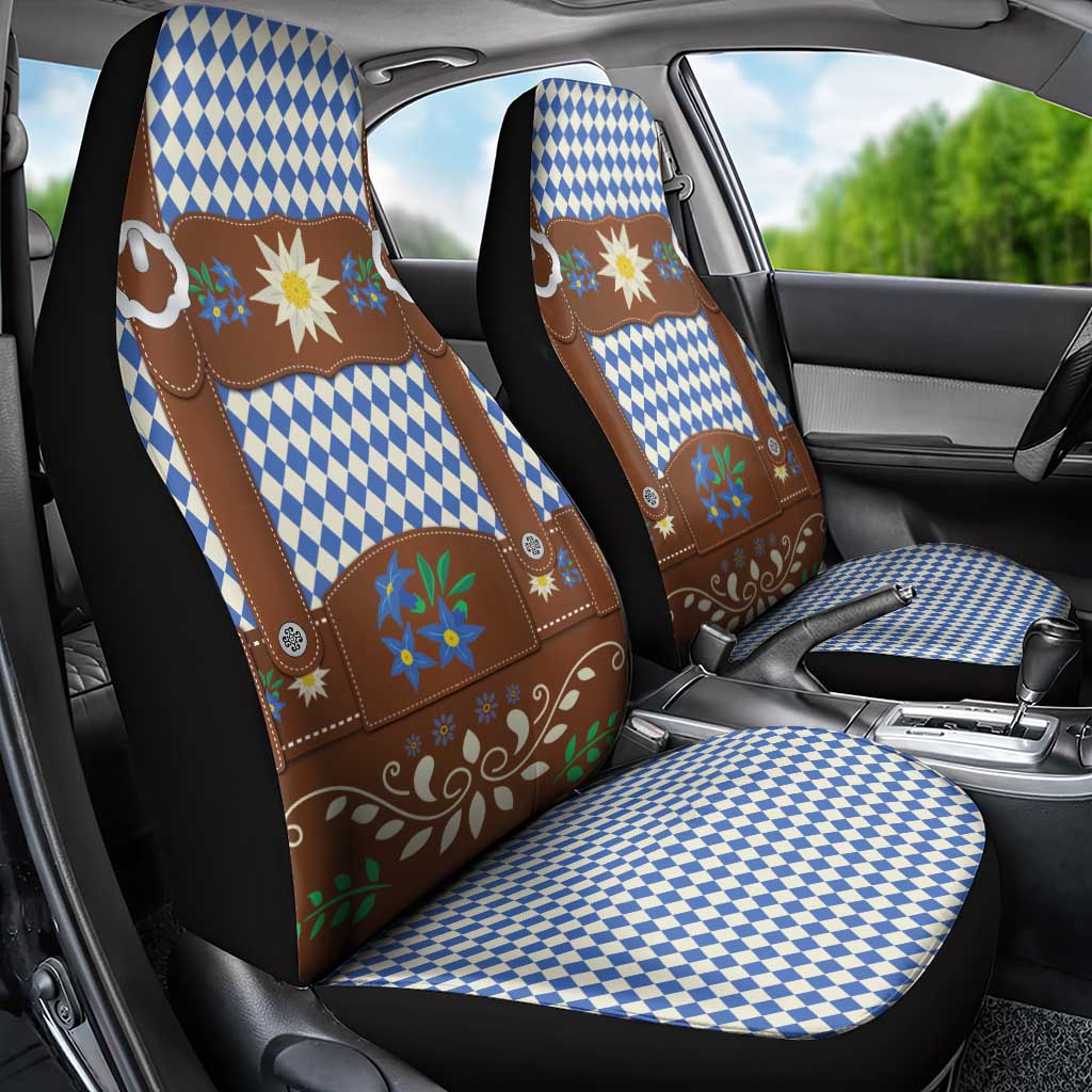 Lederhosen Oktoberfest Car Seat Cover Blue Edelweiss Floral Polka Dots - Wonder Print Shop